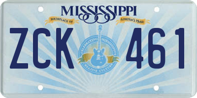 MS license plate ZCK461