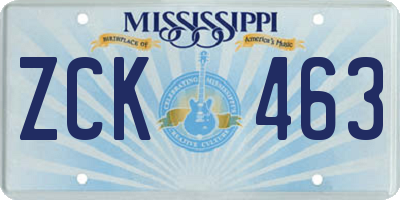 MS license plate ZCK463