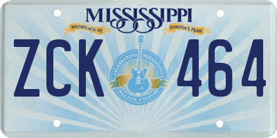 MS license plate ZCK464