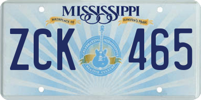 MS license plate ZCK465