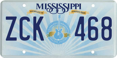 MS license plate ZCK468