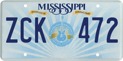 MS license plate ZCK472