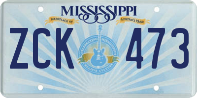 MS license plate ZCK473