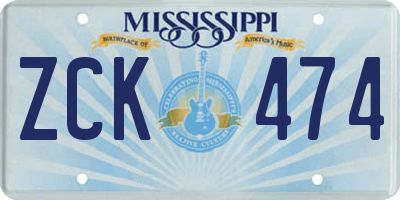 MS license plate ZCK474