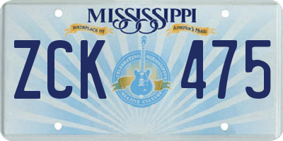 MS license plate ZCK475