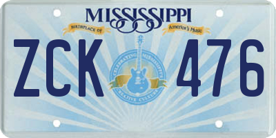 MS license plate ZCK476