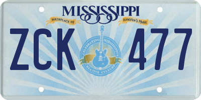 MS license plate ZCK477