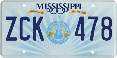 MS license plate ZCK478