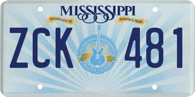 MS license plate ZCK481