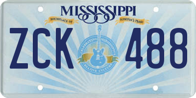 MS license plate ZCK488