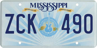 MS license plate ZCK490