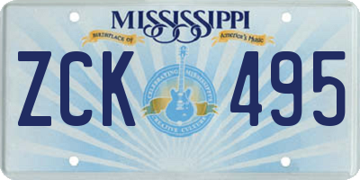 MS license plate ZCK495