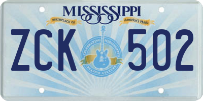 MS license plate ZCK502