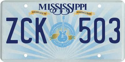 MS license plate ZCK503