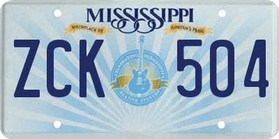 MS license plate ZCK504