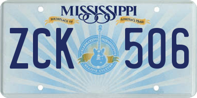 MS license plate ZCK506