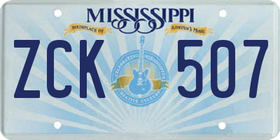 MS license plate ZCK507