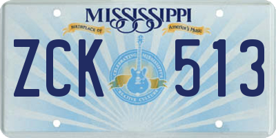 MS license plate ZCK513