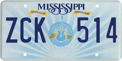 MS license plate ZCK514