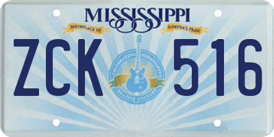MS license plate ZCK516
