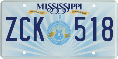 MS license plate ZCK518