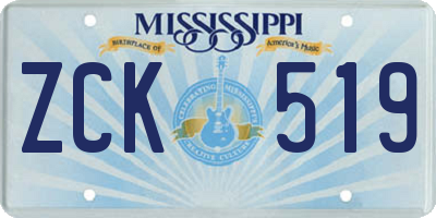 MS license plate ZCK519