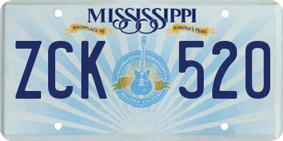 MS license plate ZCK520