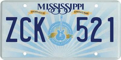 MS license plate ZCK521