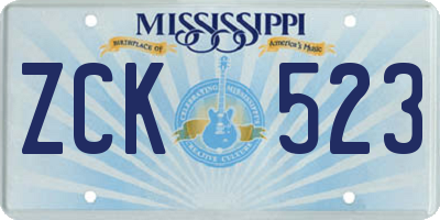 MS license plate ZCK523