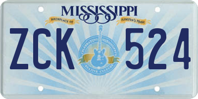 MS license plate ZCK524