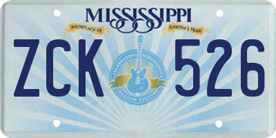 MS license plate ZCK526