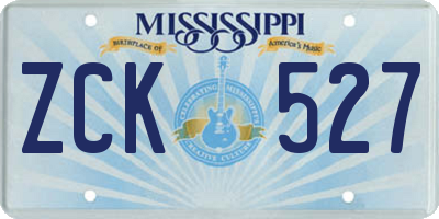 MS license plate ZCK527