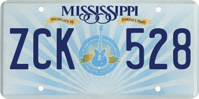 MS license plate ZCK528