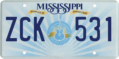 MS license plate ZCK531