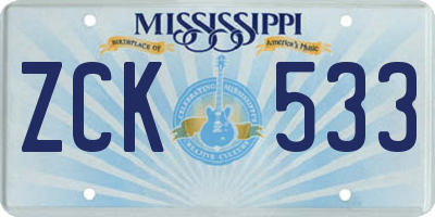 MS license plate ZCK533