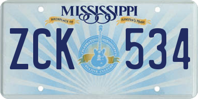MS license plate ZCK534