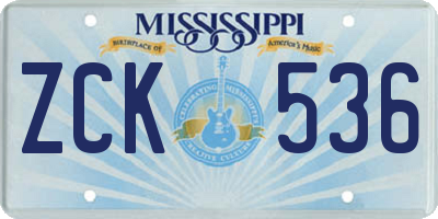 MS license plate ZCK536