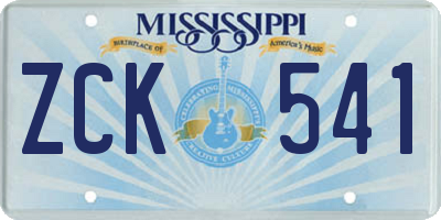 MS license plate ZCK541