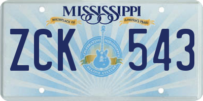 MS license plate ZCK543
