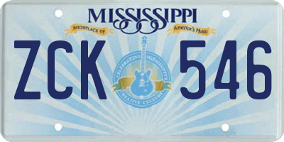 MS license plate ZCK546