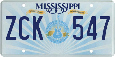 MS license plate ZCK547
