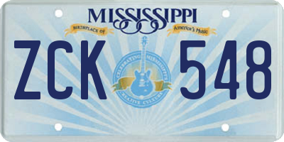 MS license plate ZCK548
