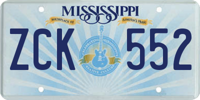 MS license plate ZCK552