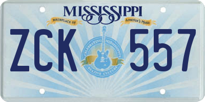MS license plate ZCK557