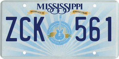 MS license plate ZCK561