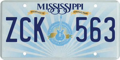 MS license plate ZCK563