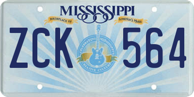 MS license plate ZCK564