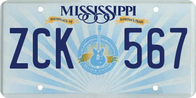 MS license plate ZCK567