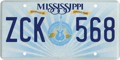 MS license plate ZCK568