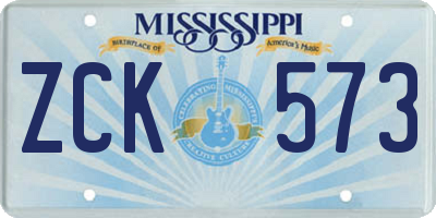 MS license plate ZCK573